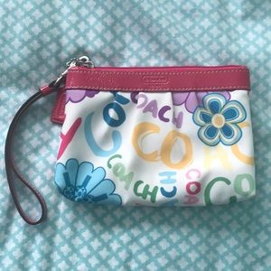 3/$15 Bright coach flower rainbow wristlet